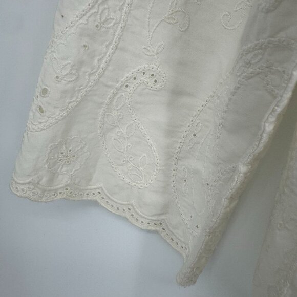 Jones NY Country White Eyelet Embroidered Button Up Shirt Womens 16P Cottagecore - Picture 5 of 7